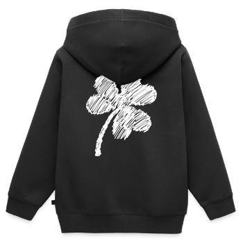 griffonnage blanc de trèfle à trois feuilles - Sweat Premium à capuche zippé enfant bio - noir - Dos - AI Model Kid Male (0cm)