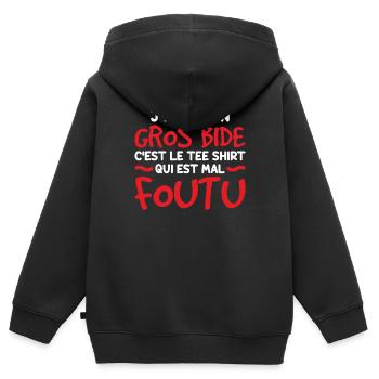 J'ai Pas Un Gros Bide - Sweat Premium à capuche zippé enfant bio - noir - Dos - AI Model Kid Male (0cm)