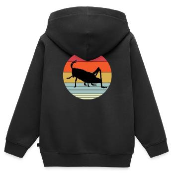 Sauterelle - Sweat Premium à capuche zippé enfant bio - noir - Dos - AI Model Kid Male (0cm)