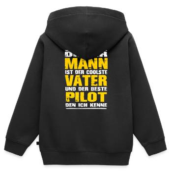 Pilot - Kinder Premium Organic Zip Hoodie - Schwarz - Hinten - AI Model Kid Male (0cm)