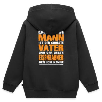 Eisenbahner - Kinder Premium Organic Zip Hoodie - Schwarz - Hinten - AI Model Kid Male (0cm)