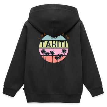 Ich möchte nach Tahiti - Kinder Premium Organic Zip Hoodie - Schwarz - Hinten - AI Model Kid Male (0cm)