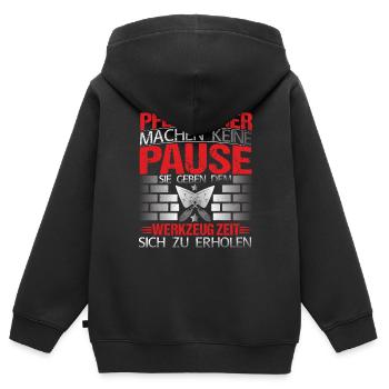Steinleger Pflasterer machen keine Pause - Kinder Premium Organic Zip Hoodie - Schwarz - Hinten - AI Model Kid Male (0cm)