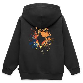 Belle éclaboussure de couleur de l’Inde - Sweat Premium à capuche zippé enfant bio - noir - Dos - AI Model Kid Male (0cm)