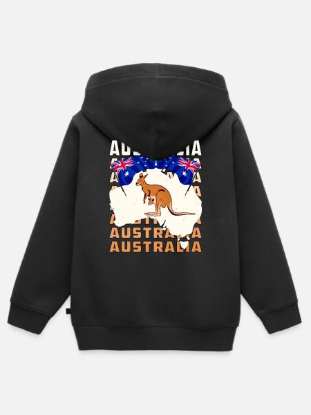 AUSTRALIA - Kinder Premium Organic Zip Hoodie - Schwarz
