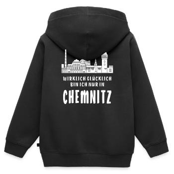 CHEMNITZ - Kinder Premium Organic Zip Hoodie - Schwarz - Hinten - AI Model Kid Male (0cm)
