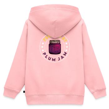 Dicton de purée de prunes - Sweat Premium à capuche zippé enfant bio - rose - Dos - AI Model Kid Female (0cm)
