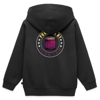 Dicton de purée de prunes - Sweat Premium à capuche zippé enfant bio - noir - Dos - AI Model Kid Male (0cm)
