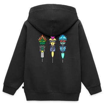 Joueur de fléchettes Fléchettes Flèches Punk Cheveux Fléchettes Fléchettes - Sweat Premium à capuche zippé enfant bio - noir - Dos - AI Model Kid Male (0cm)