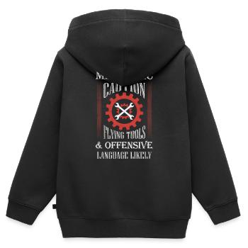 Flying Tools & Offensive Language Likely Mechanic - Kinder Premium Organic Zip Hoodie - Schwarz - Hinten - AI Model Kid Male (0cm)
