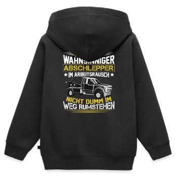 Abschleppauto Abschleppen Wahnsinniger Abschlepper - Kinder Premium Organic Zip Hoodie - Schwarz - Hinten - AI Model Kid Male (0cm)