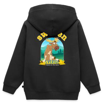 Schweden Sverige Elch auf freiem Fuß - Kinder Premium Organic Zip Hoodie - Schwarz - Hinten - AI Model Kid Male (0cm)