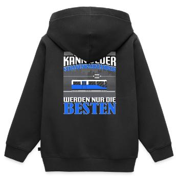Straßenbahn Straßenbahnfahrer Studieren kann jeder - Kinder Premium Organic Zip Hoodie - Schwarz - Hinten - AI Model Kid Male (0cm)