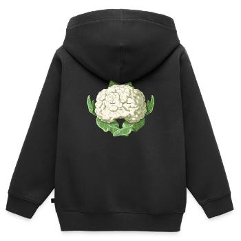 Fun Yoga Chou Légume Chou Chou Fleur - Sweat Premium à capuche zippé enfant bio - noir - Dos - AI Model Kid Male (0cm)