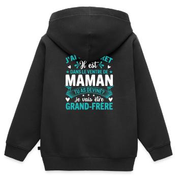Le Secret D'un Grand Frère - Sweat Premium à capuche zippé enfant bio - noir - Dos - AI Model Kid Male (0cm)