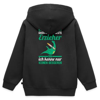 Kindergärtner Erzieher - Kinder Premium Organic Zip Hoodie - Schwarz - Hinten - AI Model Kid Male (0cm)