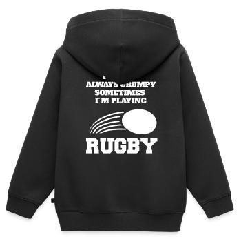 Rugby Geschenk Rugbyspieler Rugbyteam Rugbytrainer - Kinder Premium Organic Zip Hoodie - Schwarz - Hinten - AI Model Kid Male (0cm)