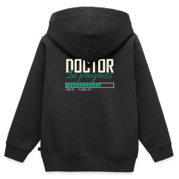 Doctor In Progress - Kids Premium Organic Zip-up Hoodie - black - Back - AI Model Kid Male (0cm)