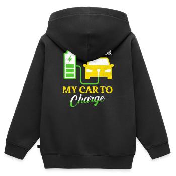 Waiting For My Car To Charge EV Car Driver Mobili - Kids Premium Organic Zip-up Hoodie - black - Back - AI Model Kid Male (0cm)