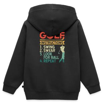 Golf Anleitung Schwung Schwur Suche Ball Wiederhol - Kinder Premium Organic Zip Hoodie - Schwarz - Hinten - AI Model Kid Male (0cm)