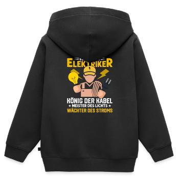 Ich Bin Elektriker König der Kabel Elektro - Kinder Premium Organic Zip Hoodie - Schwarz - Hinten - AI Model Kid Male (0cm)