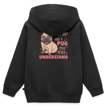 Mops Möpse Hund - Kinder Premium Organic Zip Hoodie - Schwarz - Hinten - AI Model Kid Male (0cm)