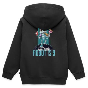 Enfant 9ème anniversaire drôle robot fête malsaine - Sweat Premium à capuche zippé enfant bio - noir - Dos - AI Model Kid Male (0cm)