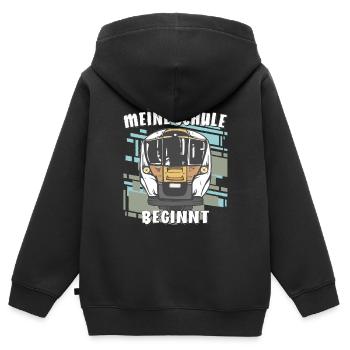 PLATZ DA MEINE SCHULE BEGINNT - Kinder Premium Organic Zip Hoodie - Schwarz - Hinten - AI Model Kid Male (0cm)