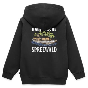 EGAL WOHIN HAUPTSACHE SPREEWALD - Kinder Premium Organic Zip Hoodie - Schwarz - Hinten - AI Model Kid Male (0cm)