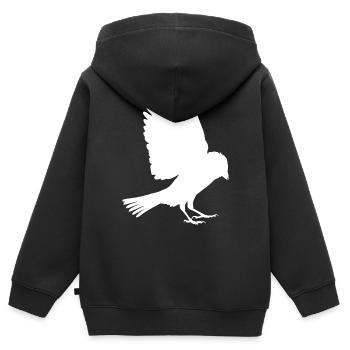 white sparrow - Kids Premium Organic Zip-up Hoodie - black - Back - AI Model Kid Male (0cm)
