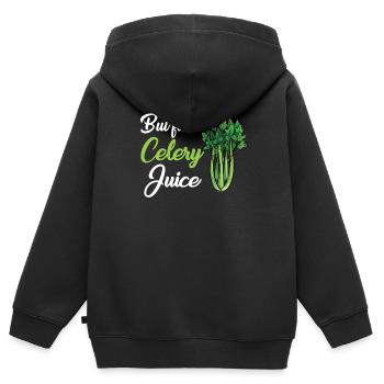 Jus de céleri - Sweat Premium à capuche zippé enfant bio - noir - Dos - AI Model Kid Male (0cm)