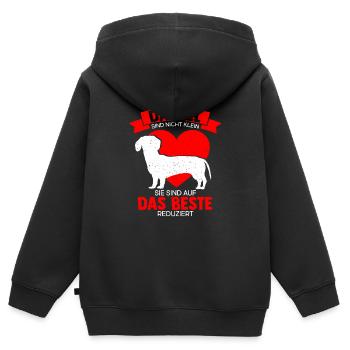 Dackel sind auf das Beste Reduziert Dackel Geschen - Kinder Premium Organic Zip Hoodie - Schwarz - Hinten - AI Model Kid Male (0cm)