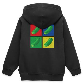 Gurken - Kinder Premium Organic Zip Hoodie - Schwarz - Hinten - AI Model Kid Male (0cm)