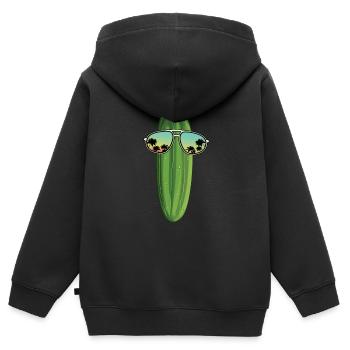 Gurke - Kinder Premium Organic Zip Hoodie - Schwarz - Hinten - AI Model Kid Male (0cm)