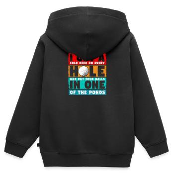J’ai eu un trou dans un golf amusant golfeur fan golf - Sweat Premium à capuche zippé enfant bio - noir - Dos - AI Model Kid Male (0cm)