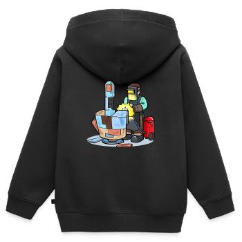 Schweißen Metall Mittelfingerschweisser - Kinder Premium Organic Zip Hoodie - Schwarz - Hinten - AI Model Kid Male (0cm)