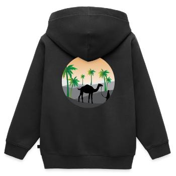 Palmen - Kinder Premium Organic Zip Hoodie - Schwarz - Hinten - AI Model Kid Male (0cm)