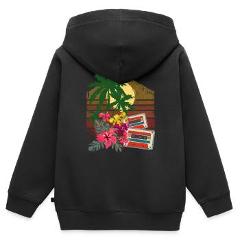 Palmen - Kinder Premium Organic Zip Hoodie - Schwarz - Hinten - AI Model Kid Male (0cm)