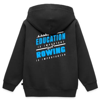 Education Is Important -Rowing Is Importanter - Kids Premium Organic Zip-up Hoodie - black - Back - AI Model Kid Male (0cm)