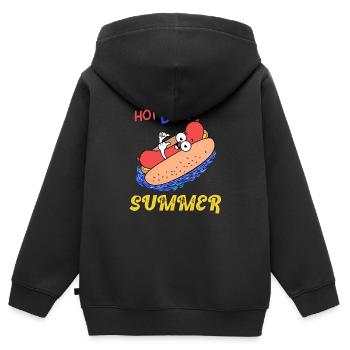 Hotdog Sommerurlaub lustig - Kinder Premium Organic Zip Hoodie - Schwarz - Hinten - AI Model Kid Male (0cm)