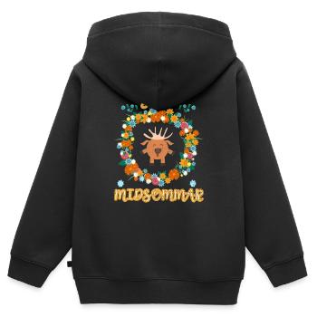 Midsommar Schweden Elch Blumen Mitsommer Geschenk - Kinder Premium Organic Zip Hoodie - Schwarz - Hinten - AI Model Kid Male (0cm)