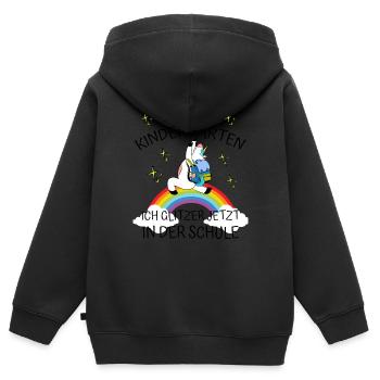 Bye Bye Kindergarten - Kinder Premium Organic Zip Hoodie - Schwarz - Hinten - AI Model Kid Male (0cm)