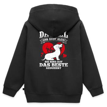 Dackel sind auf das Beste Reduziert Dackel Geschen - Kinder Premium Organic Zip Hoodie - Schwarz - Hinten - AI Model Kid Male (0cm)
