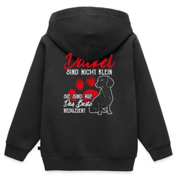 Dackel sind auf das Beste Reduziert Dackel Geschen - Kinder Premium Organic Zip Hoodie - Schwarz - Hinten - AI Model Kid Male (0cm)