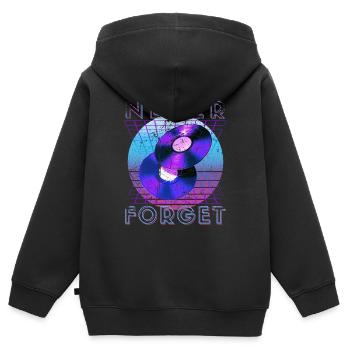 Never Forget Retro 80er 90er Nostalgie - Kinder Premium Organic Zip Hoodie - Schwarz - Hinten - AI Model Kid Male (0cm)
