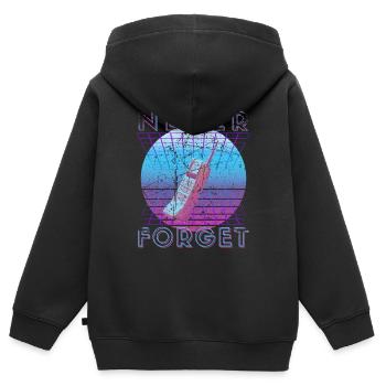 Never Forget Retro 80er 90er Nostalgie - Kinder Premium Organic Zip Hoodie - Schwarz - Hinten - AI Model Kid Male (0cm)