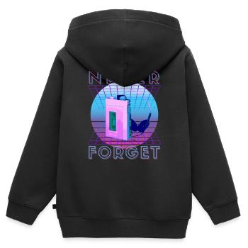 Never Forget Retro 80er 90er Nostalgie - Kinder Premium Organic Zip Hoodie - Schwarz - Hinten - AI Model Kid Male (0cm)