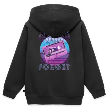Never Forget Retro 80er 90er Nostalgie - Kinder Premium Organic Zip Hoodie - Schwarz - Hinten - AI Model Kid Male (0cm)