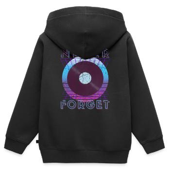 Never Forget Retro 80er 90er Nostalgie - Kinder Premium Organic Zip Hoodie - Schwarz - Hinten - AI Model Kid Male (0cm)