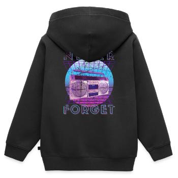 Never Forget Retro 80er 90er Nostalgie - Kinder Premium Organic Zip Hoodie - Schwarz - Hinten - AI Model Kid Male (0cm)
